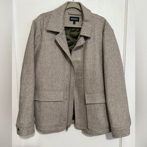 Bonobos Tan Wool Bomber Jacket with Textured Fabric and Structured Design